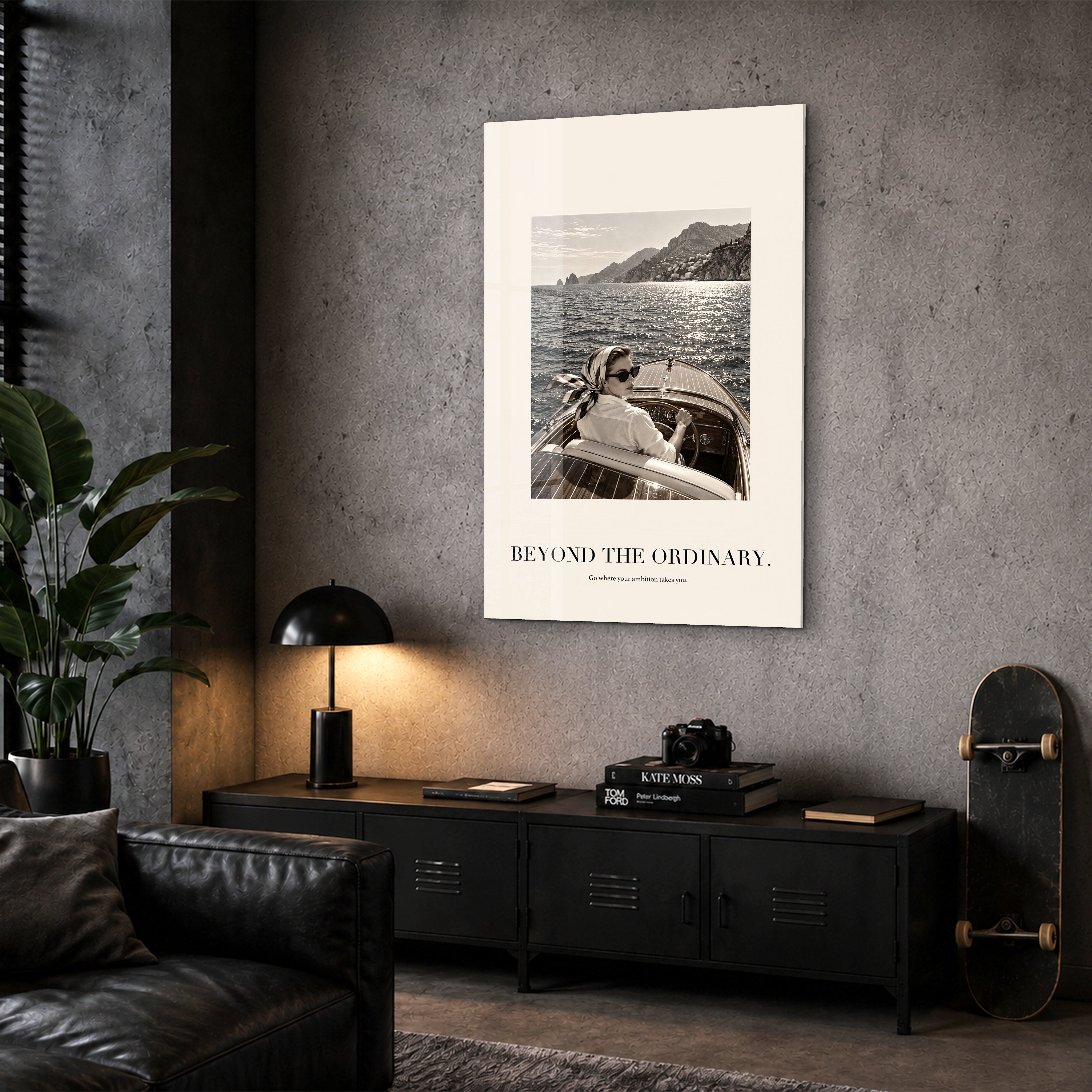 Artdesigna Beyond the Ordinary glass wall art displayed in a corner alcove