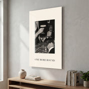 One More Round glass wall art by Artdesigna featuring a bold bar-themed design on glass panel