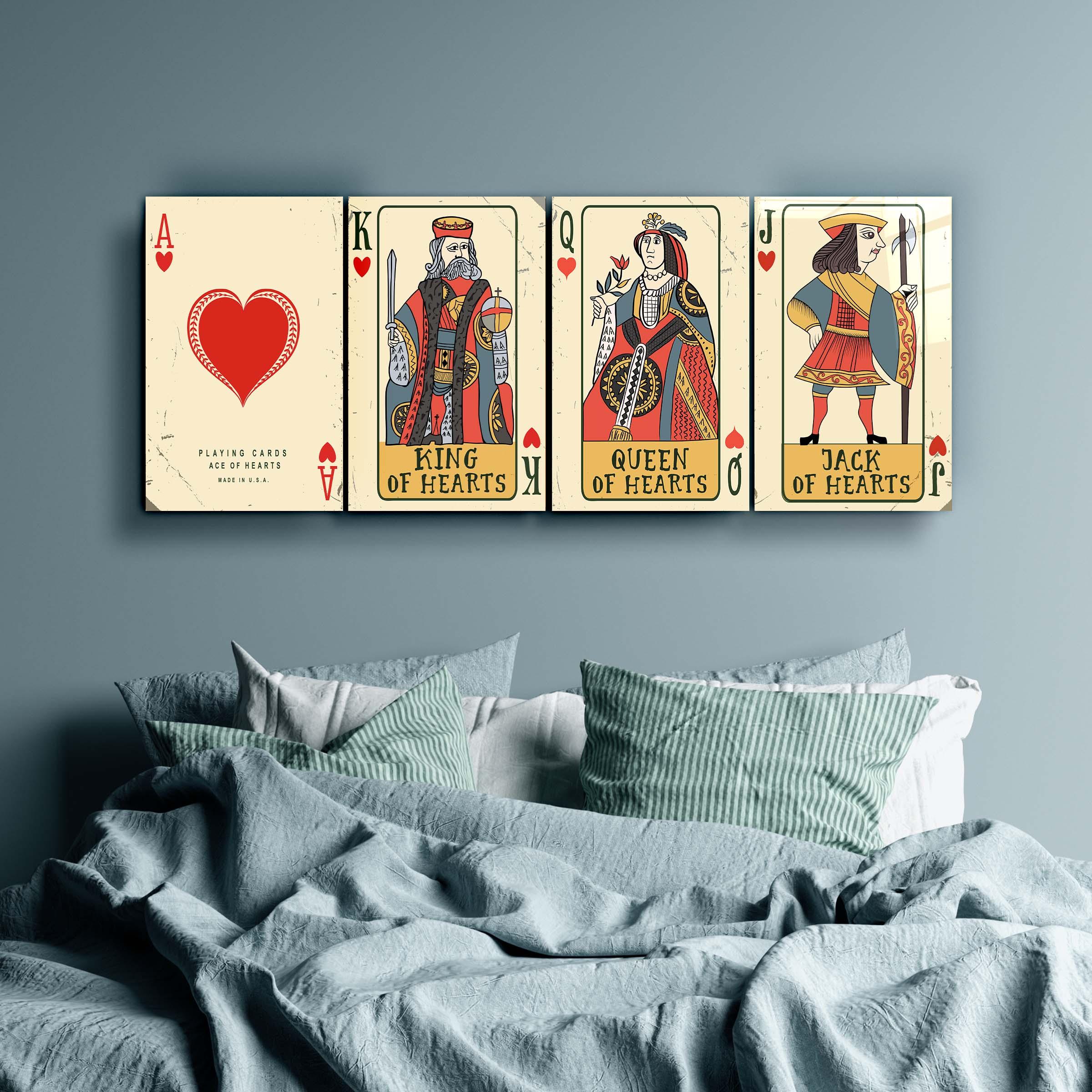 ."Hearts - Poker Cards ". Designers Collection Glass Wall Art - ArtDesigna Glass Printing Wall Art