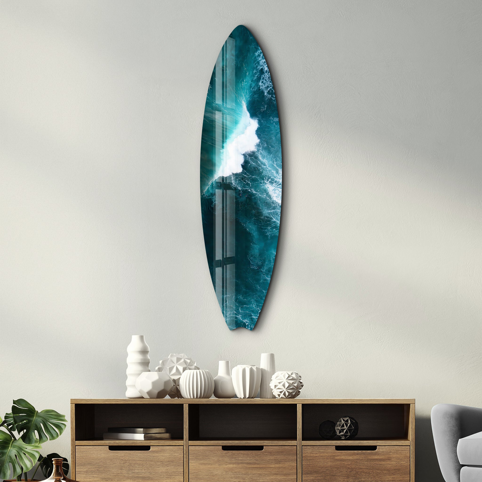 Ocean Waves | Surfboard Glass Wall Art