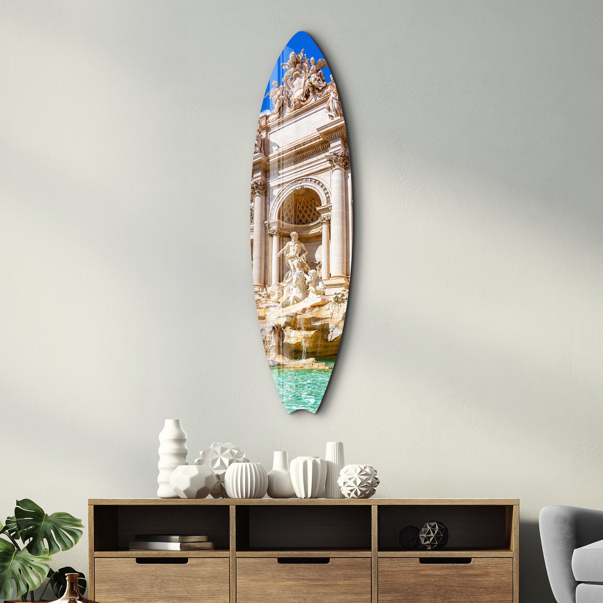 Trevi Fountain | Surfboard Glass Wall Art