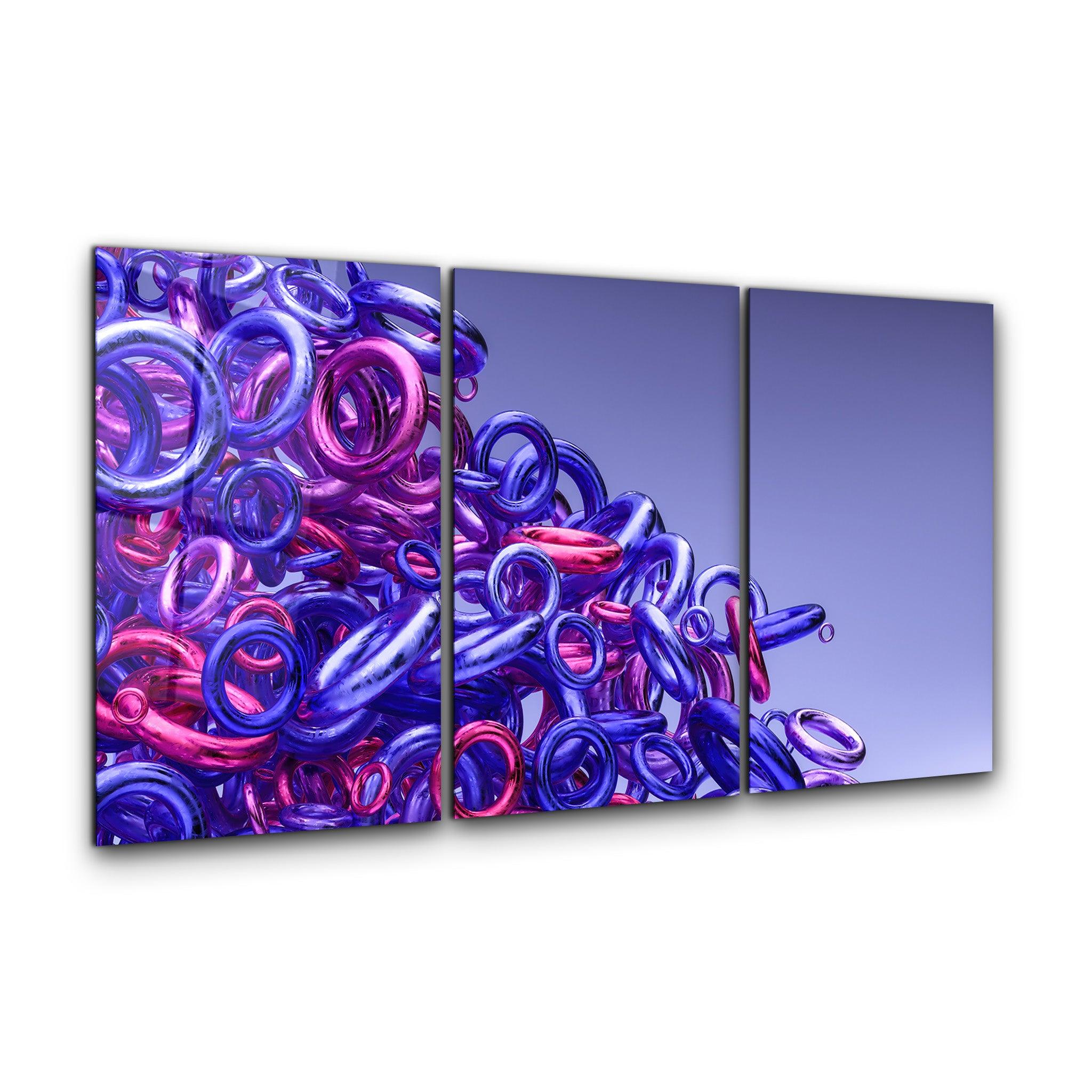 ・"Purple Pink Rings - Trio"・Glass Wall Art - ArtDesigna Glass Printing Wall Art