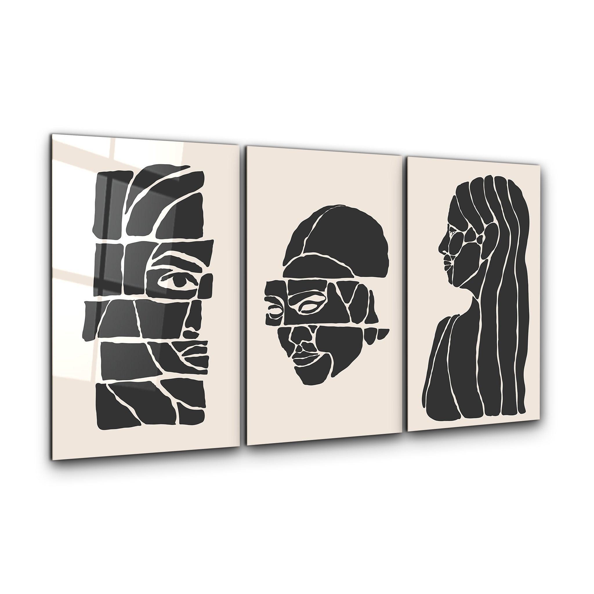 ・"Cubic Faces- Trio"・Glass Wall Art - ArtDesigna Glass Printing Wall Art