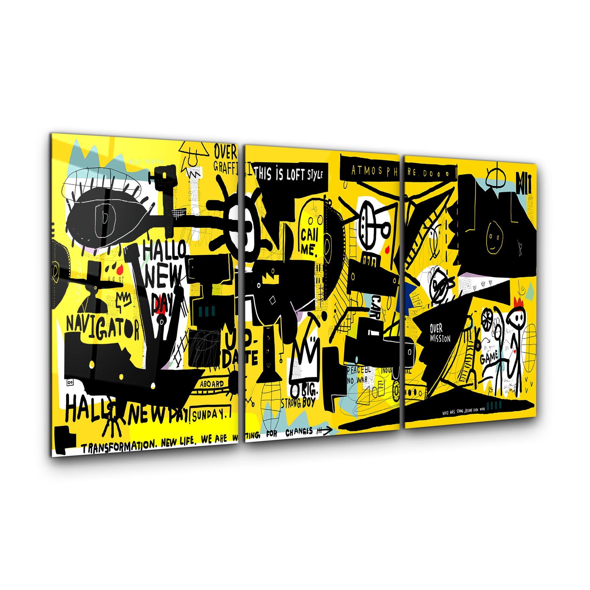 ・"Graffiti Wall - Trio"・Glass Wall Art - ArtDesigna Glass Printing Wall Art