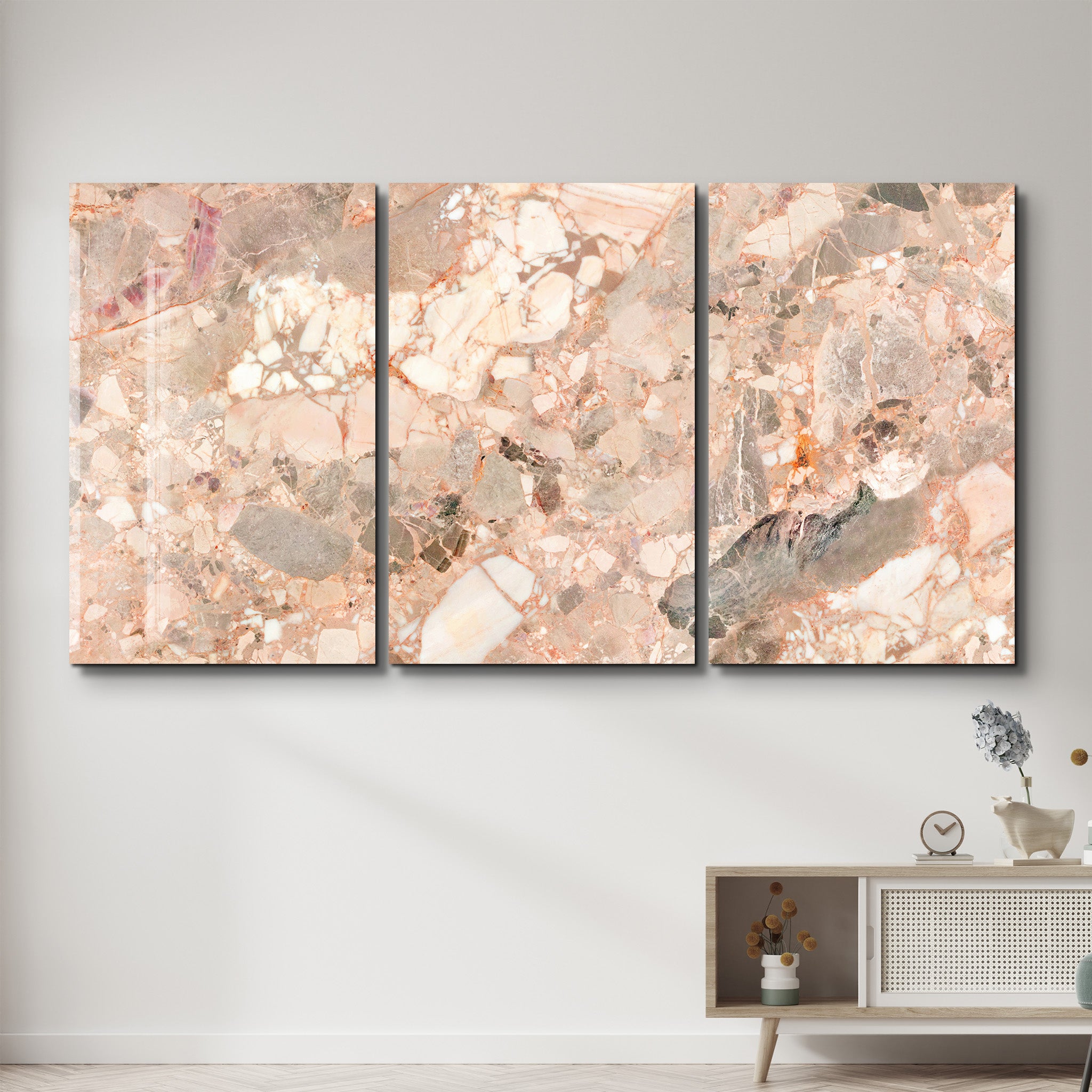 Blush Mosaic Trio | Glass Wall Art