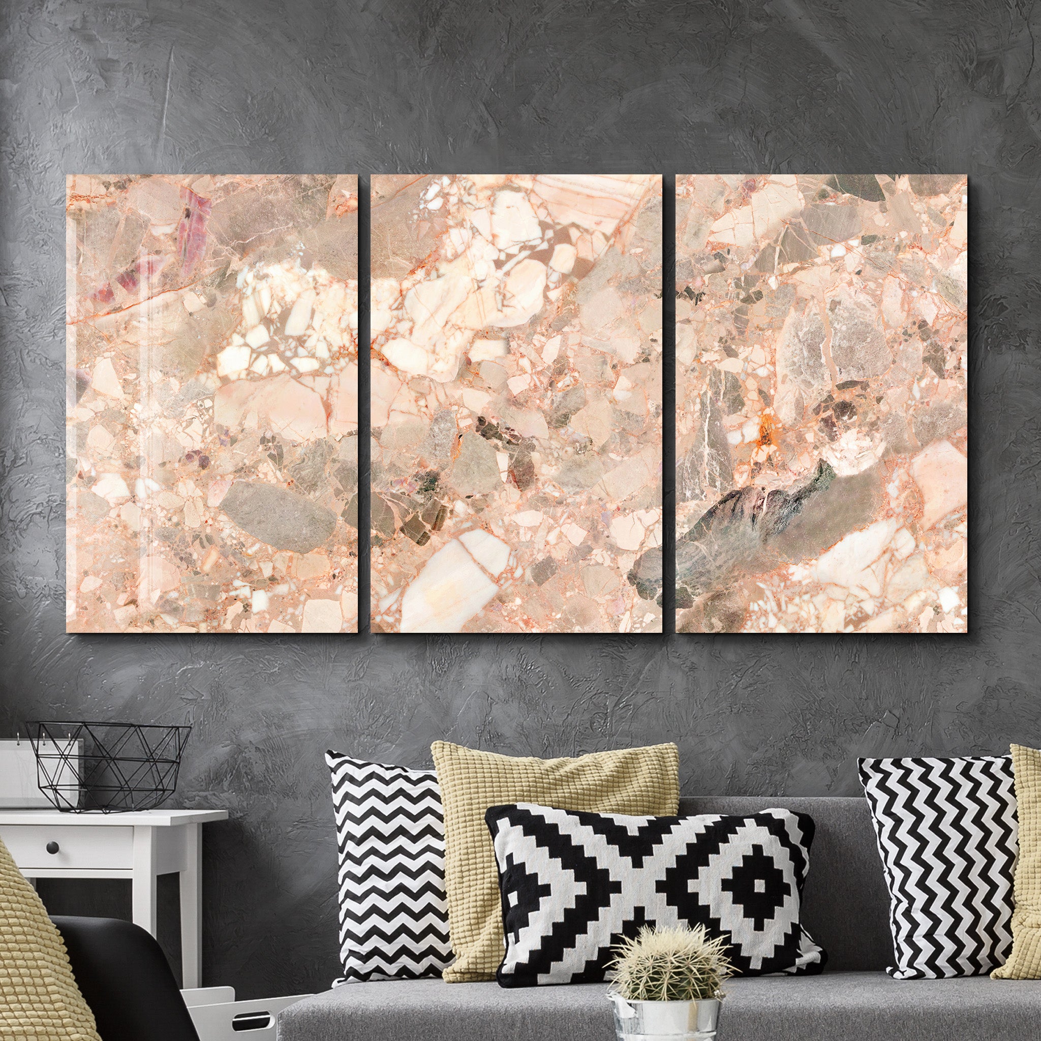 Blush Mosaic Trio | Glass Wall Art