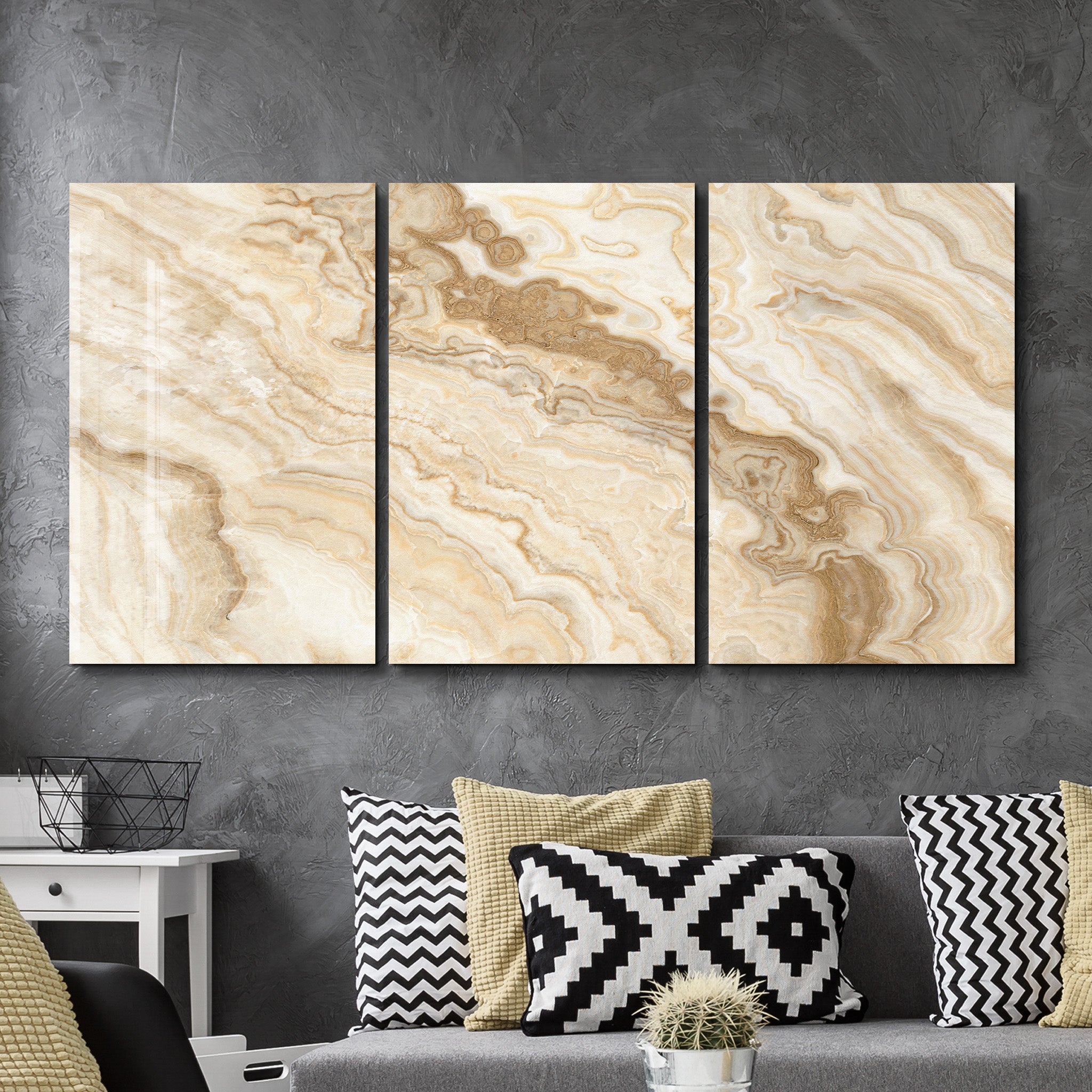 Ivory Onyx Trio | Glass Wall Art