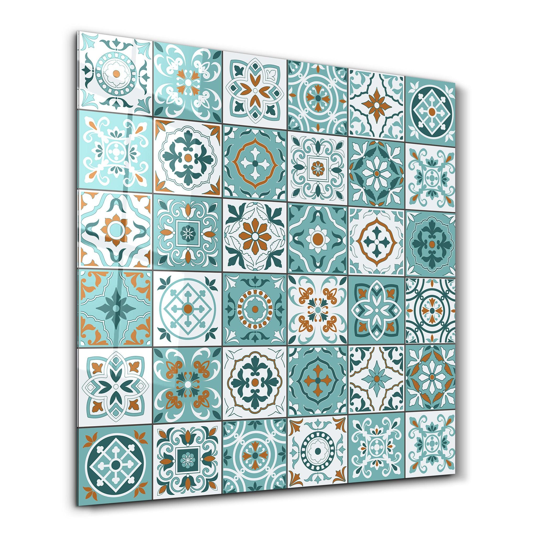 Turquoise Italian Ceramic Tiles Collection | Glass Wall Art - Artdesigna