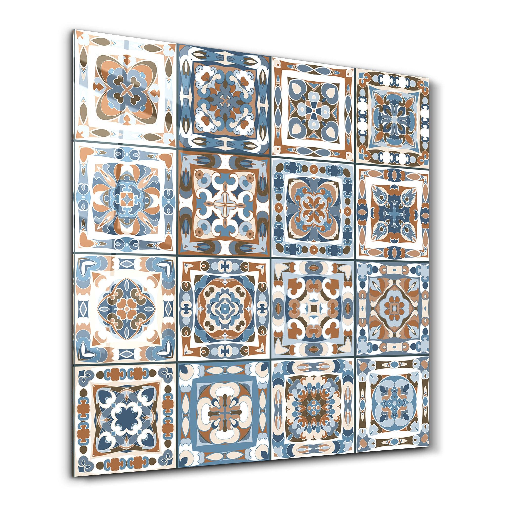 Brown-Blue Italian Ceramic Tiles Collection | Glass Wall Art - Artdesigna