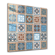 Blue-Light Brown Italian Ceramic Tiles Collection | Glass Wall Art - Artdesigna