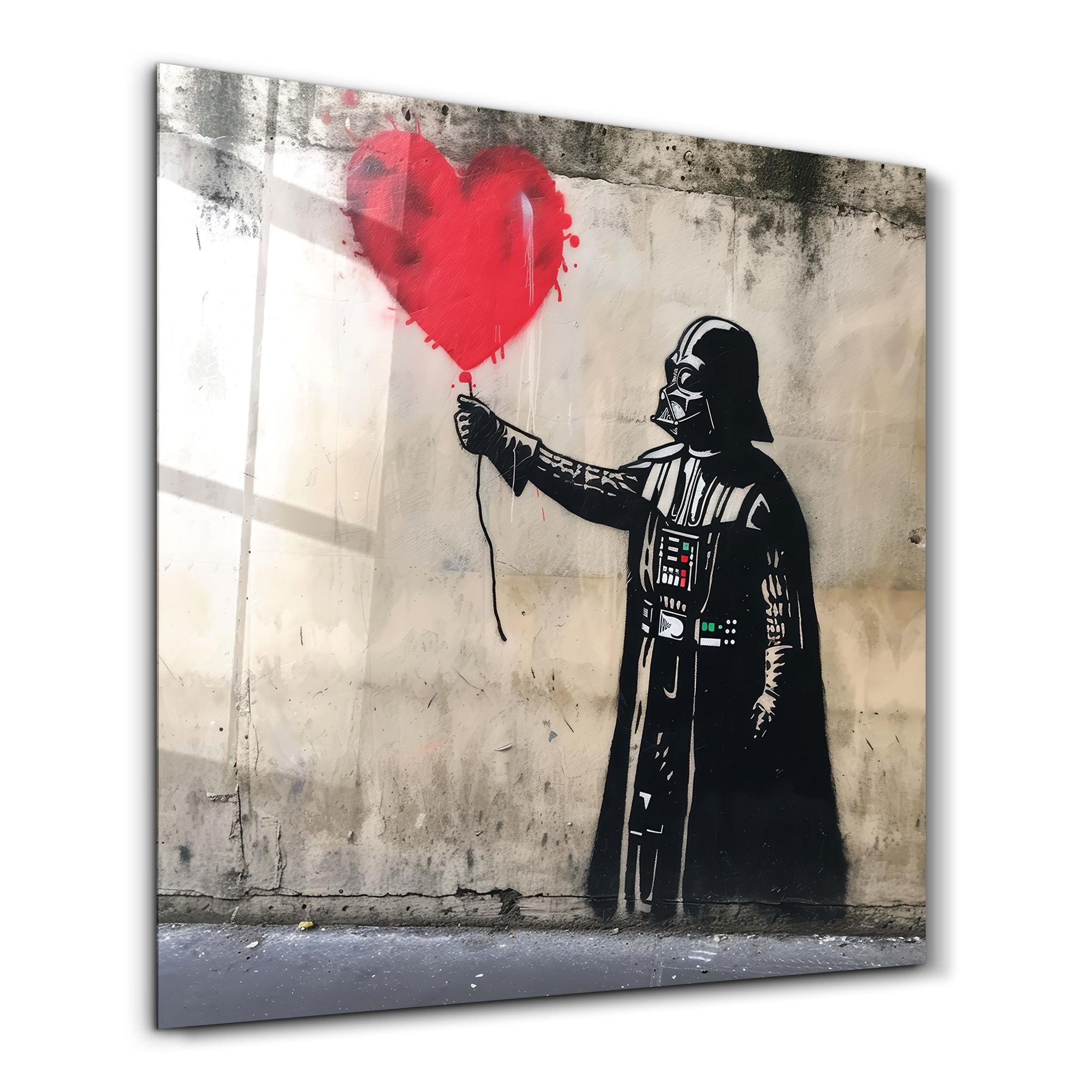 Banksy Style Love Baloon Street Art | Glass Wall Art - Artdesigna