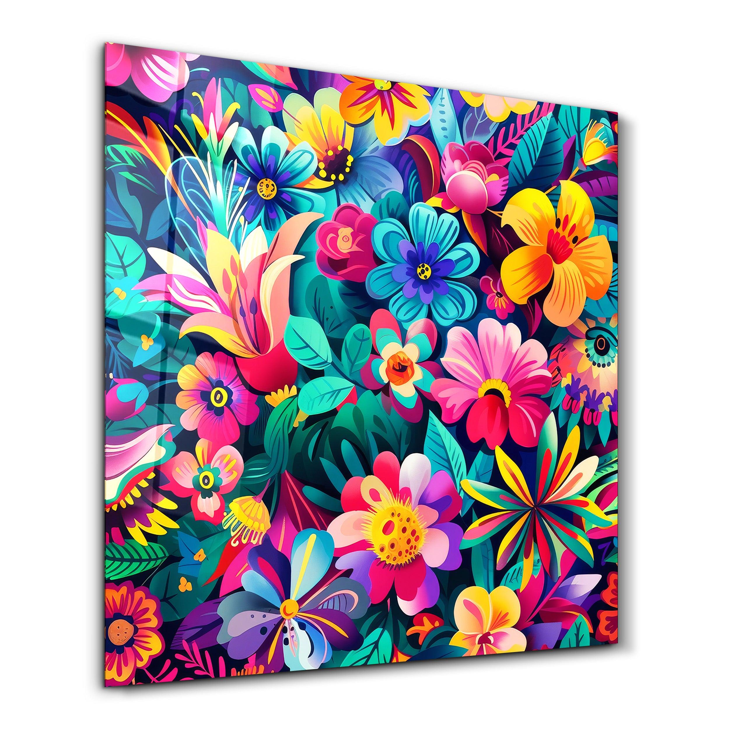 Flower Painting - Glass Wall Art - Artdesigna