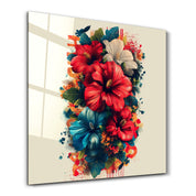 Hibiscuses - Glass Wall Art - Artdesigna