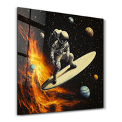 Surfing in the Space | Glass Wall Art