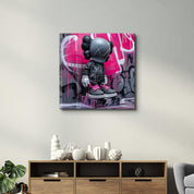 Black KAWS with Nike Fan Art Stylish | Glass Wall Art - Artdesigna