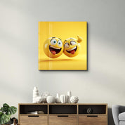 Cheerful Smileys | Glass Wall Art - Artdesigna