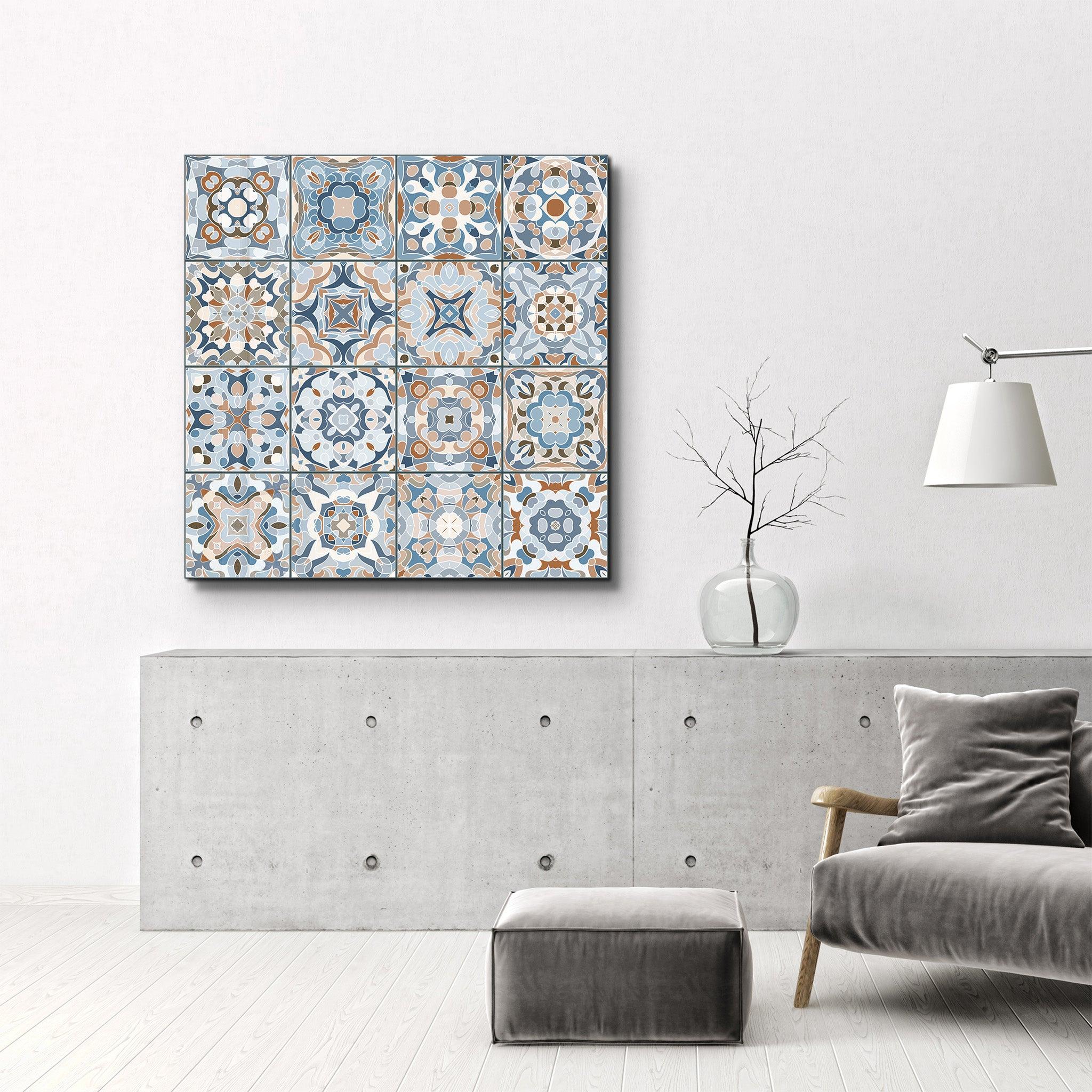 Light-Blue Italian Ceramic Tiles Collection | Glass Wall Art - Artdesigna