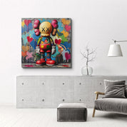 KAWS Colorful Fan Art Graffiti | Glass Wall Art - Artdesigna