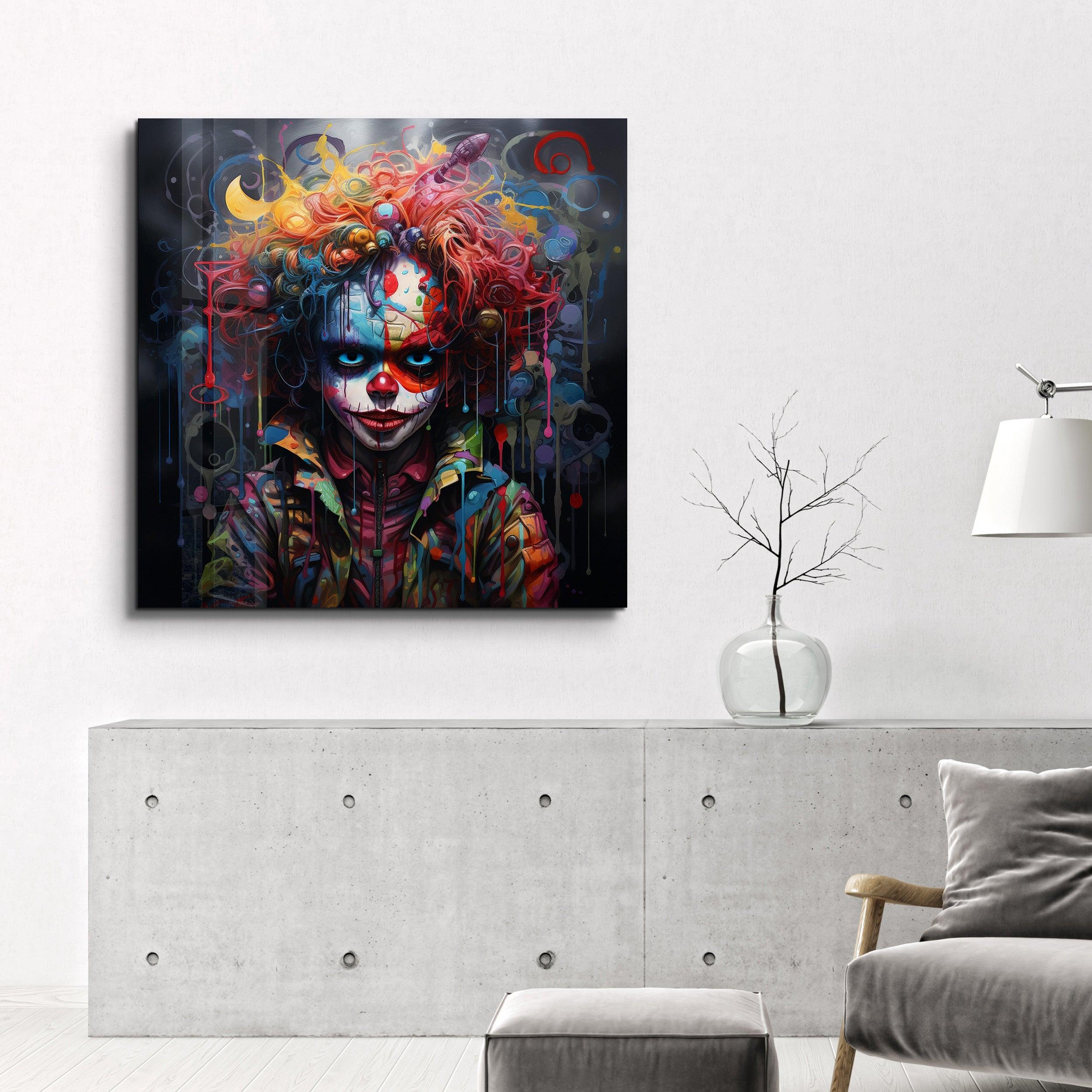 Kid Clown - Designers Collection Glass Wall Art - Artdesigna