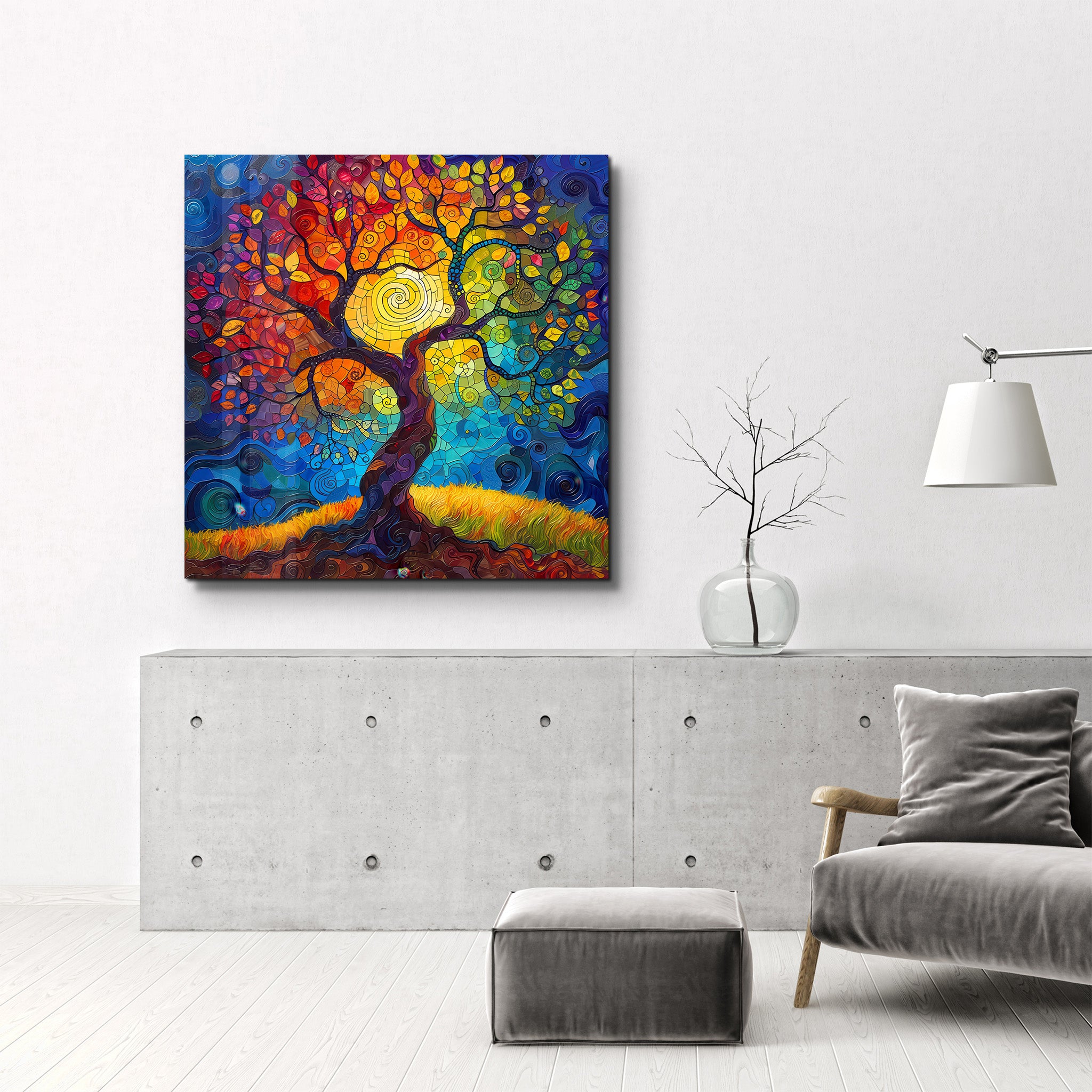 Tree of Life Mosaic Style | Glass Wall Art - Artdesigna