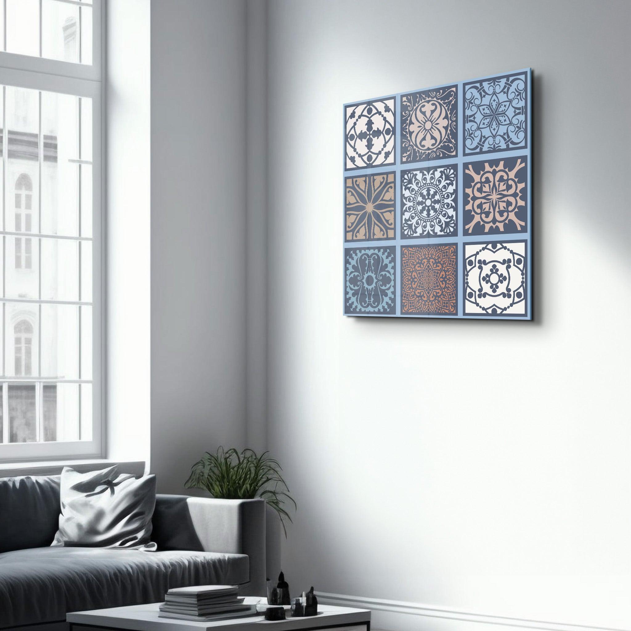 9 Blue-Brown Italian Ceramic Tiles Collection | Glass Wall Art - Artdesigna