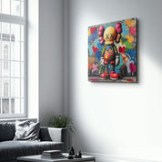 KAWS Colorful Fan Art Graffiti | Glass Wall Art - Artdesigna