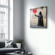 Banksy Style Love Baloon Street Art | Glass Wall Art - Artdesigna