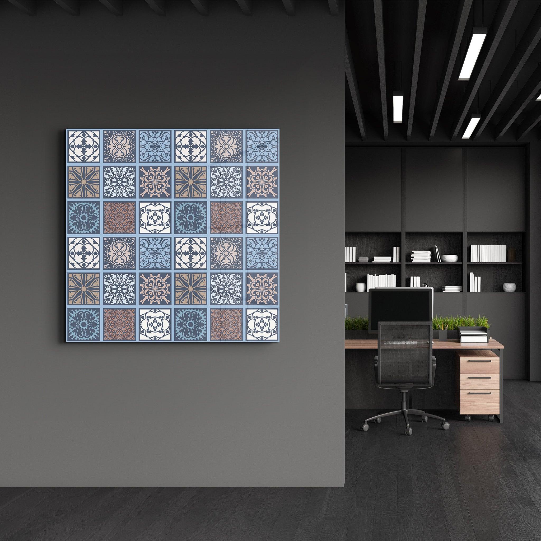 Blue-Brown Italian Ceramic Tiles Collection | Glass Wall Art - Artdesigna