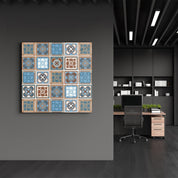 Blue-Light Brown Italian Ceramic Tiles Collection | Glass Wall Art - Artdesigna