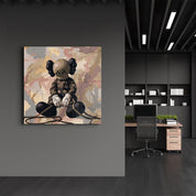 Brown KAWS Retro Fan Art Stylish | Glass Wall Art - Artdesigna