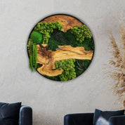 Organic Oasis | Premium Moss and Olive Wood Wall Decor - Artdesigna