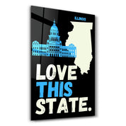 Love This State Illinois | Glass Wall Art - Artdesigna