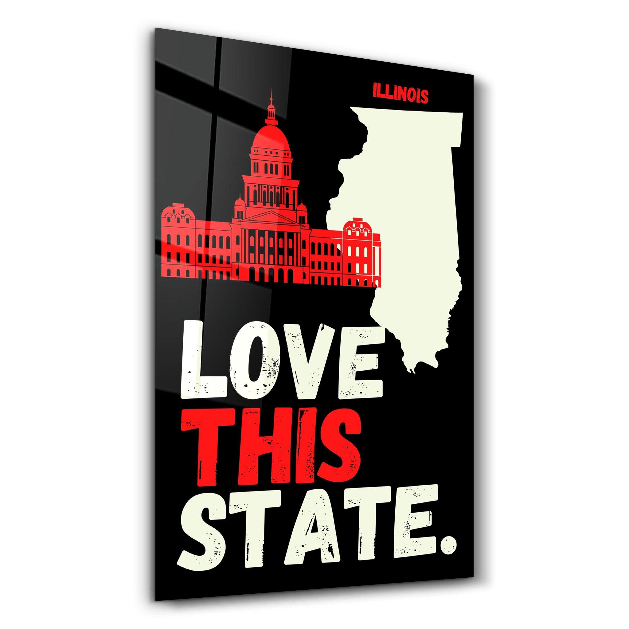 Love This State Illinois | Glass Wall Art - Artdesigna