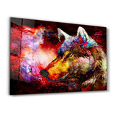 Abstract Colorful Wolf | Glass Wall Art