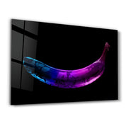 Abstract Blue and Purple Banana | Glass Wall Art - Artdesigna