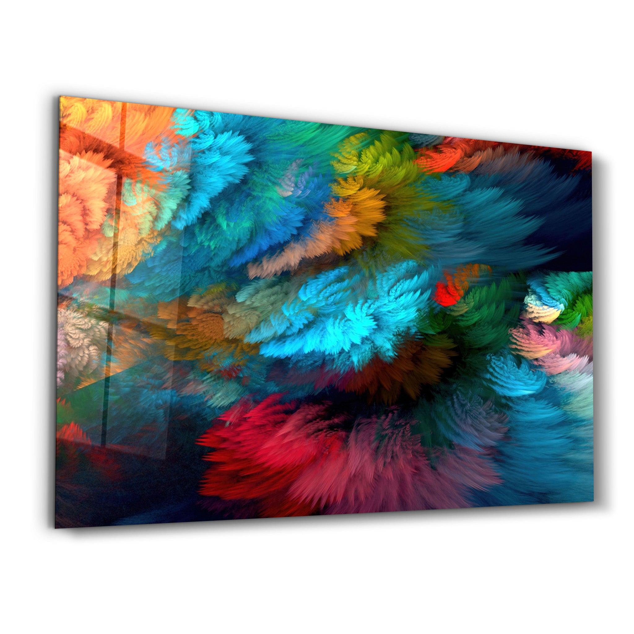 Colorful Plumes | Glass Wall Art - Artdesigna