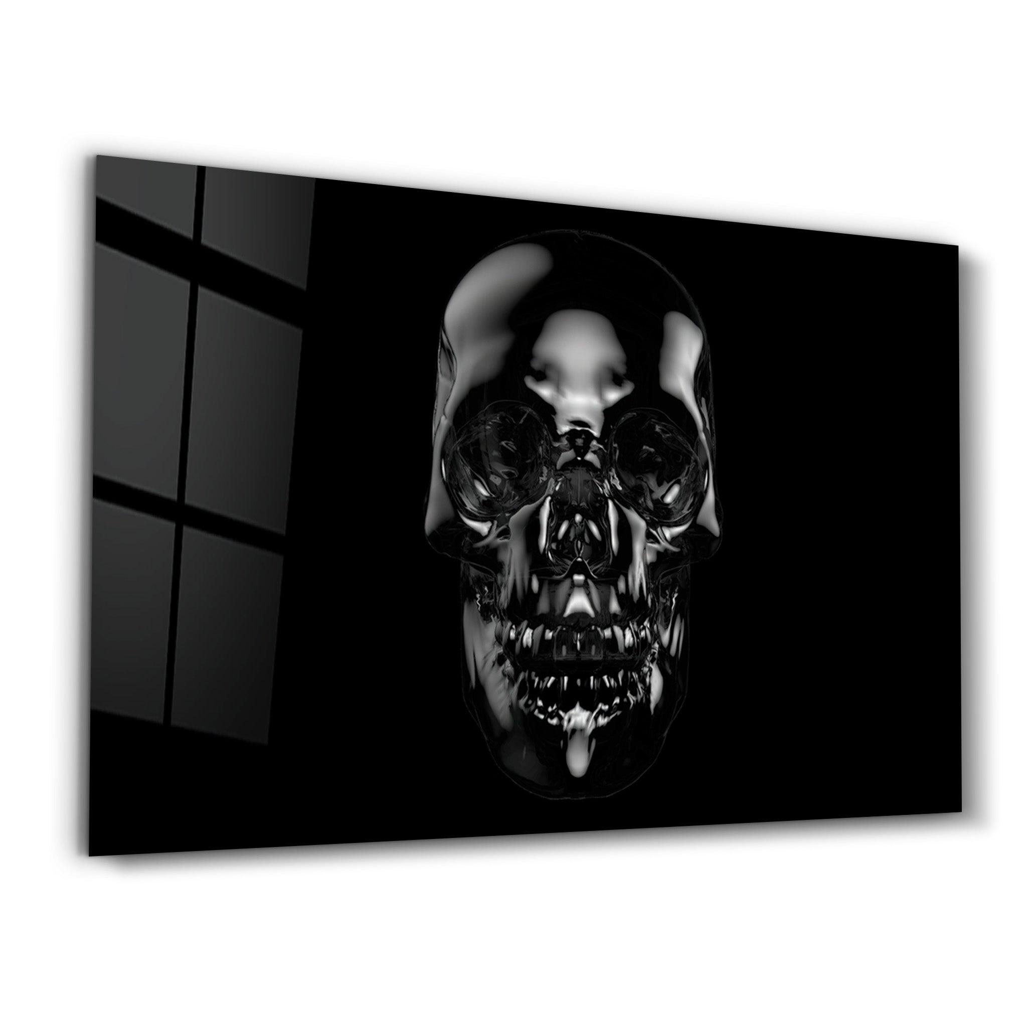 The Black Skull | Glass Wall Art - Artdesigna