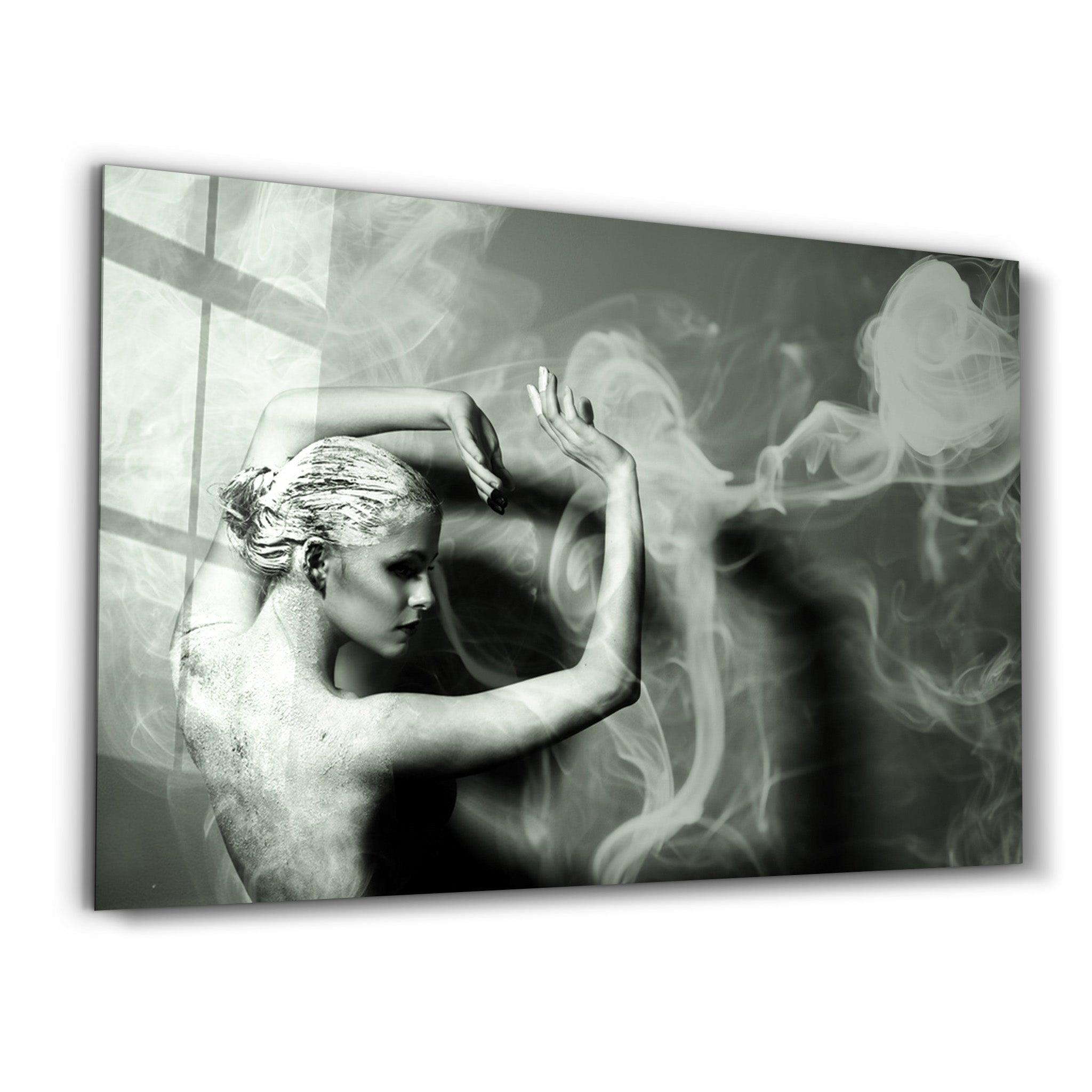 Dancing With Smoke | Glass Wall Art - Artdesigna