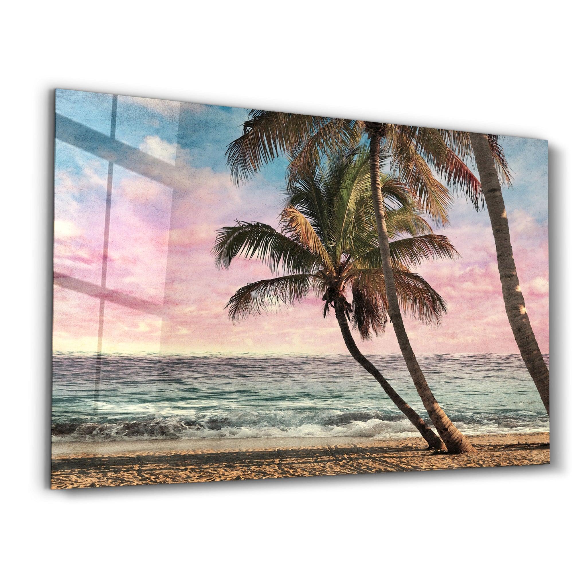 Oil Painting Of The Tropical | Glass Wall Art - Artdesigna