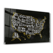 The US Map | Glass Wall Art - Artdesigna