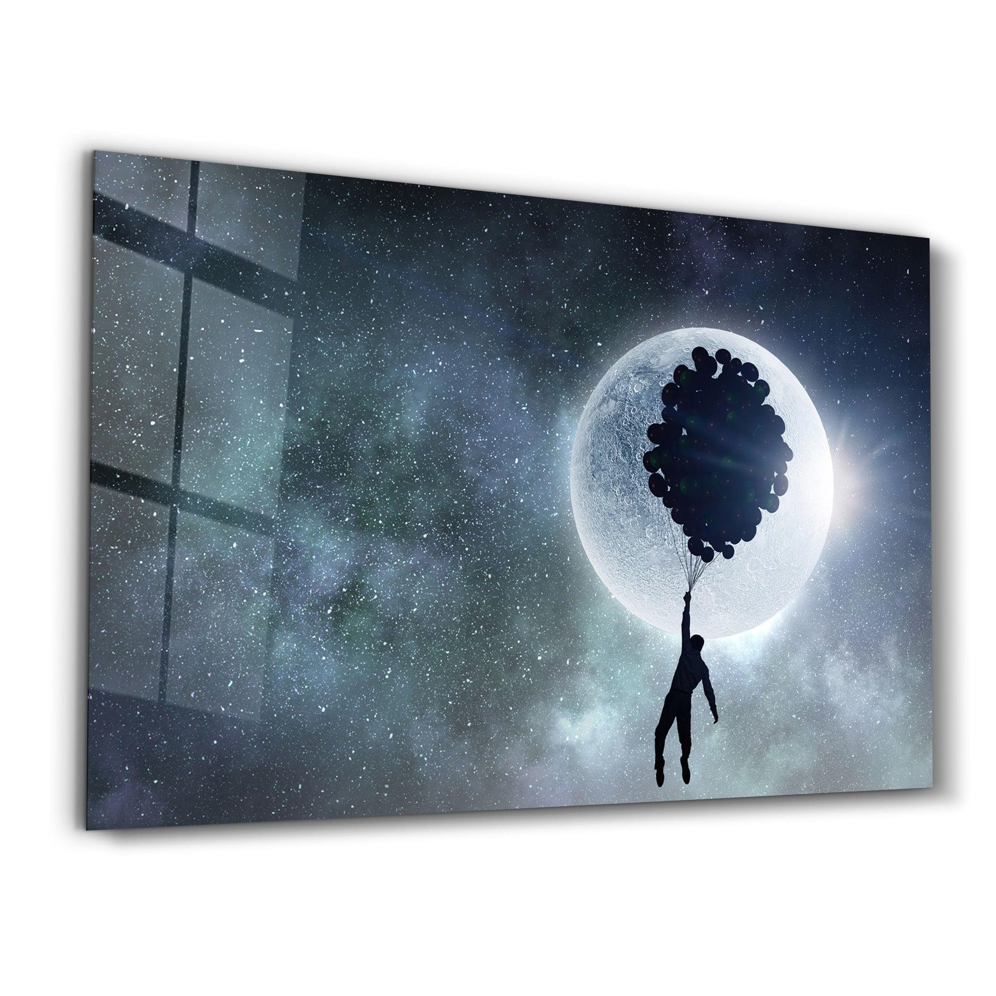 To The Moon | Glass Wall Art - Artdesigna