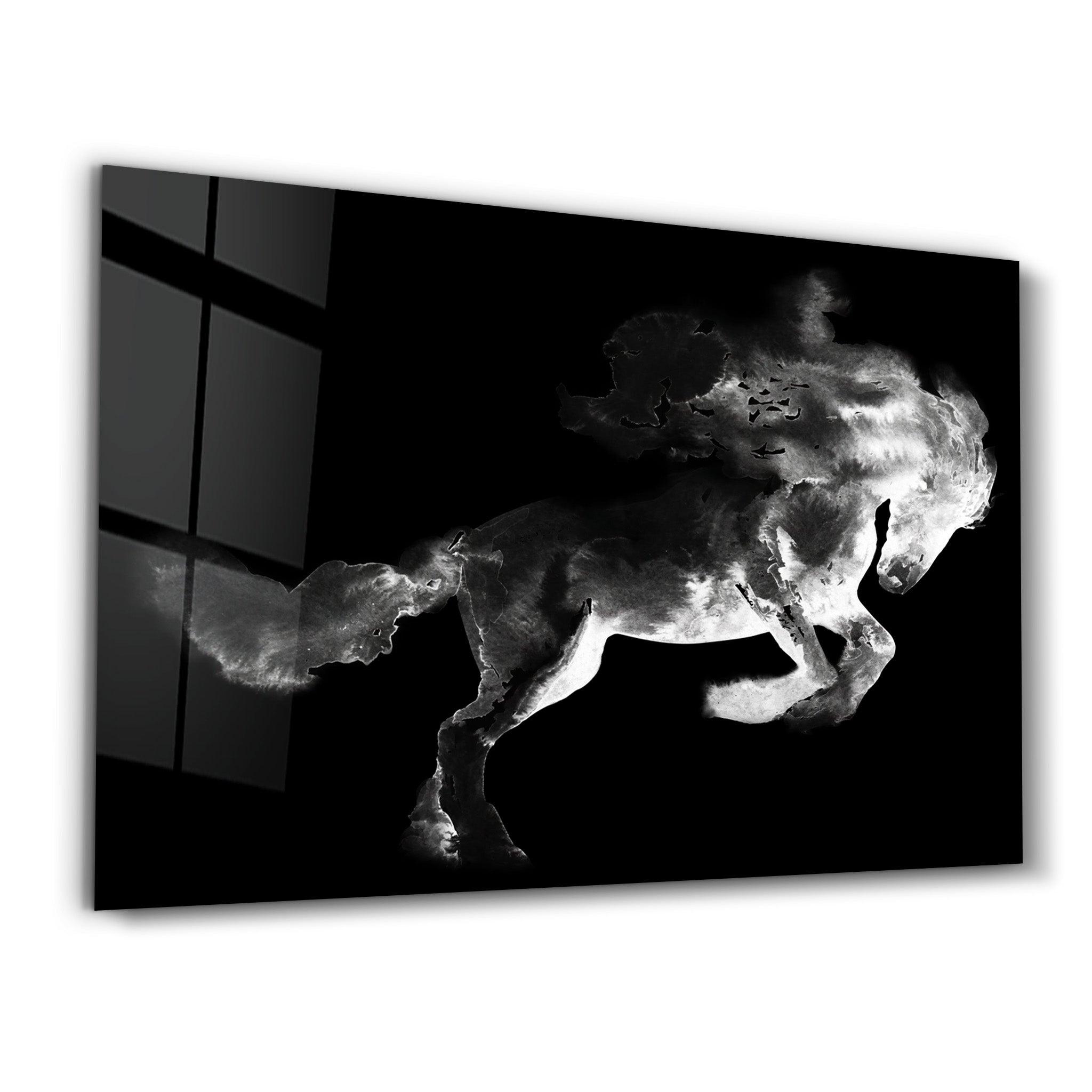 Running Horse Silhouette V2 | Glass Wall Art - Artdesigna