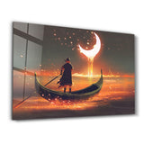 Rowing The Boat Into A Fantasy World | Glass Wall Art