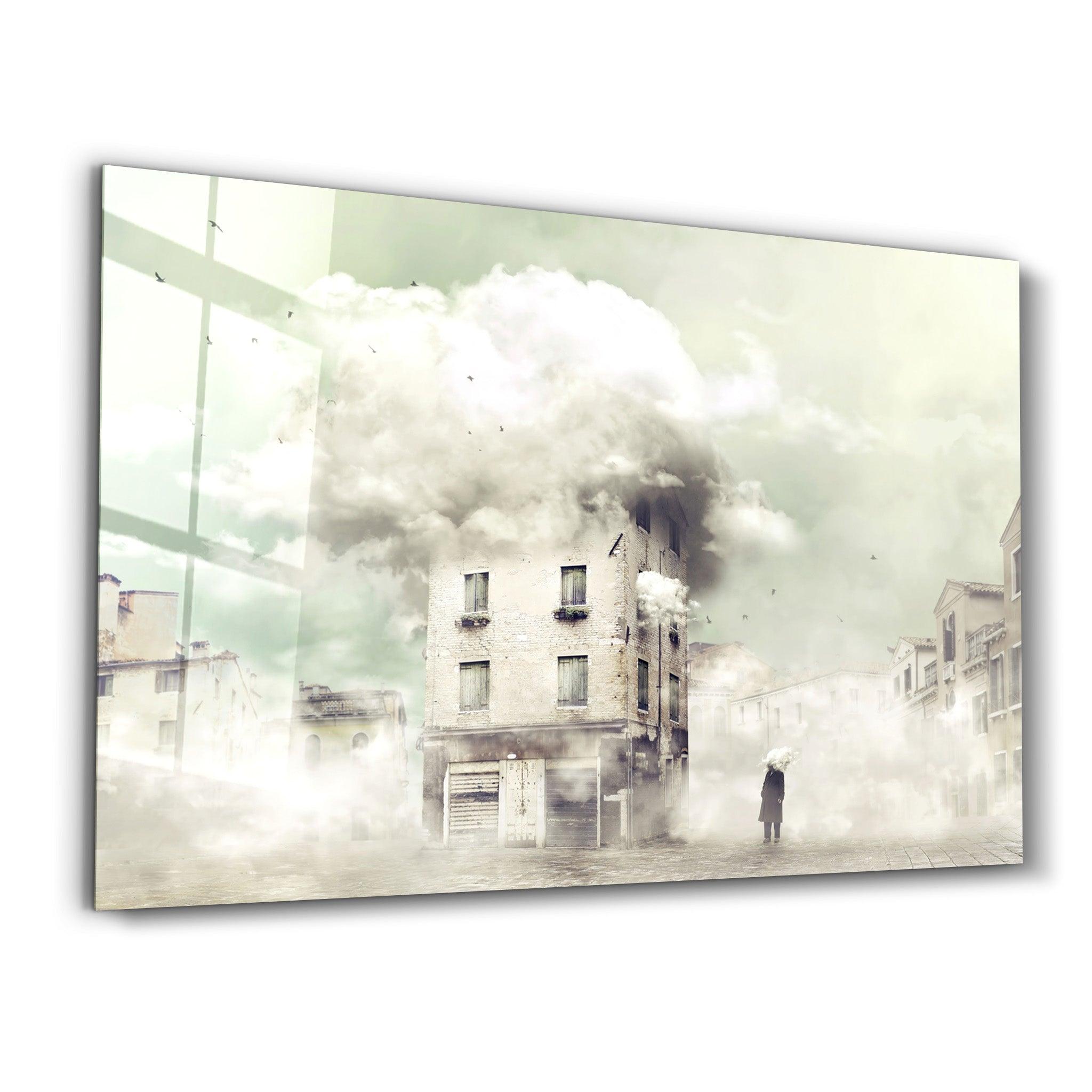 The Foggy Building | Glass Wall Art - Artdesigna