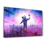 Astronaut With Butterfly | Glass Wall Art