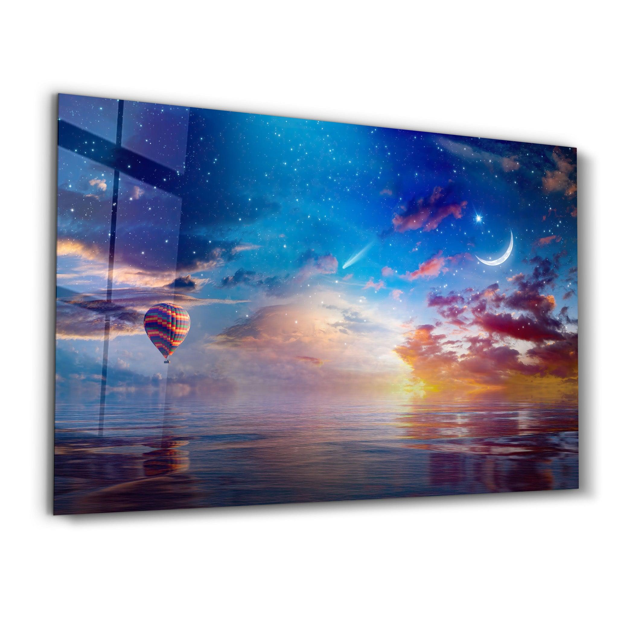 The Crescent Moon Horizon | Glass Wall Art - Artdesigna