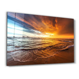 Endless Ocean With Sunset | Glass Wall Art