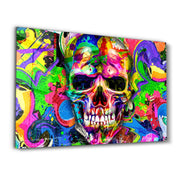 Skull Graffiti Art | Glass Wall Art - Artdesigna