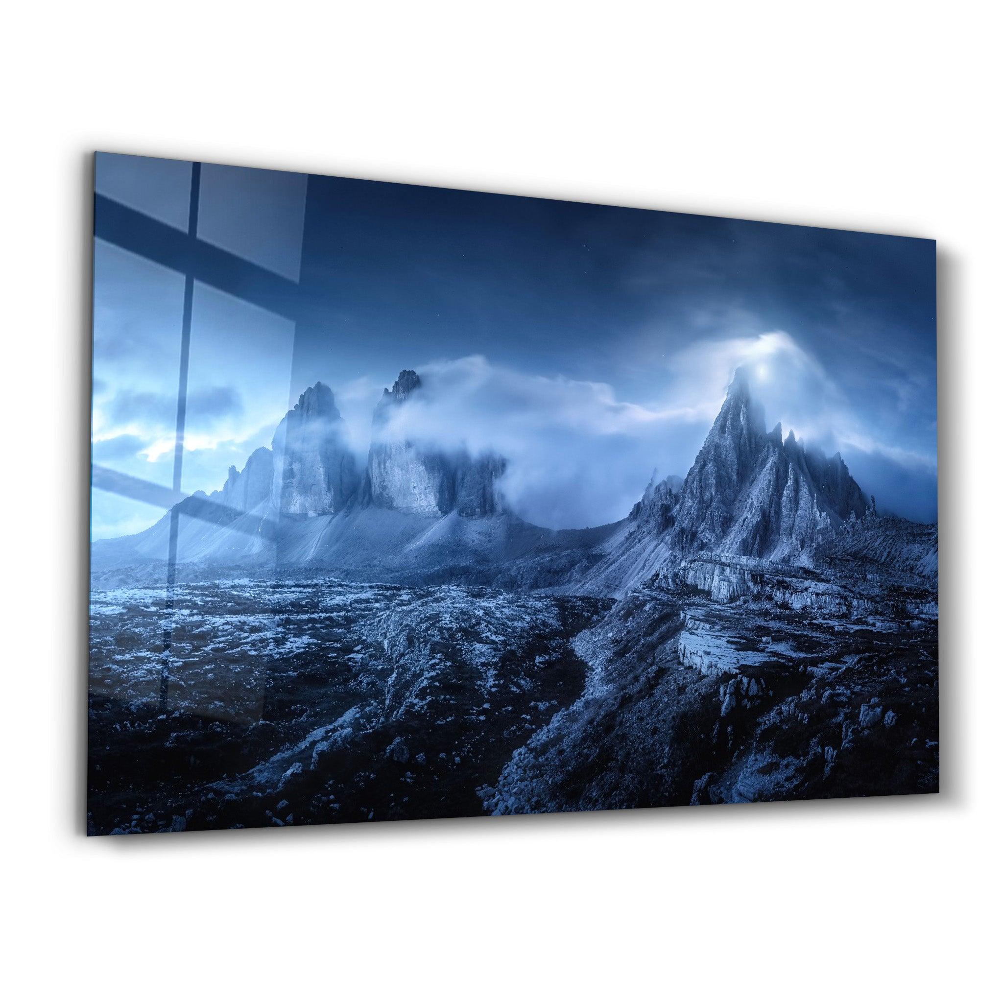 Foggy Mountains | GLASS WALL ART - Artdesigna