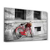 Red Bicycle Retro | Glass Wall Art